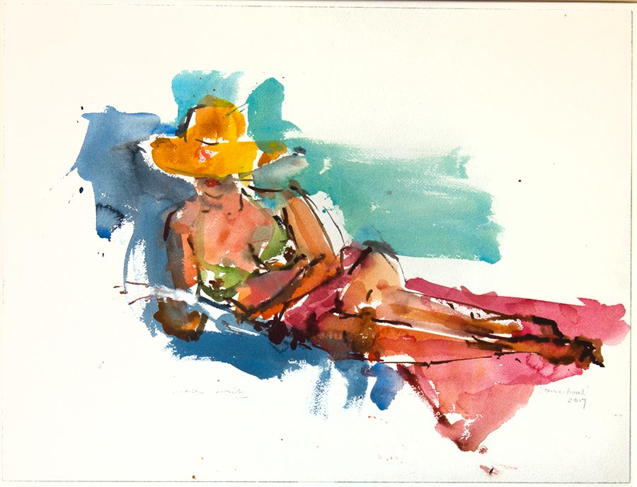 Sunshine, aquarel, 50 x 70 cm.