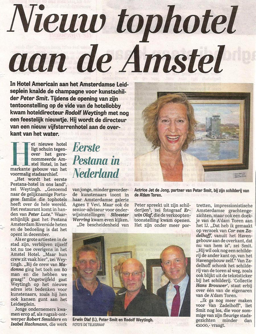 de Telegraaf naar aanleiding van mijn expositie in Hotel Americain.