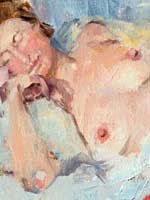 Detail van een figuurschilderij van Peter Smit.
