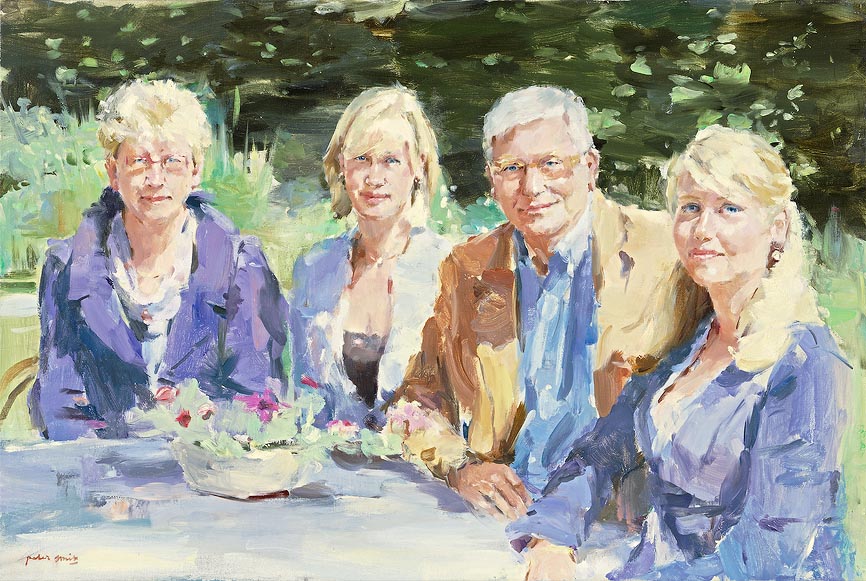Familieportret, olieverf op linnen, 60 x 80 cm