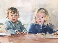 Boer en zus, olieverf op linnen, 40 x 60 cm.