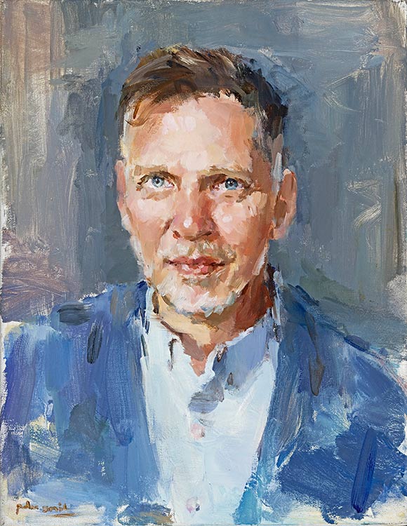 "Erwin Olaf", fotograaf, olieverf op linnen, 32 x 43 cm., 2016