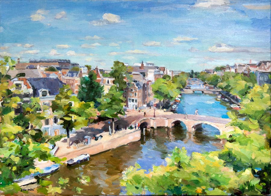 Canalview, Amsterdam - oil on canvas - 80 x 100 cm 