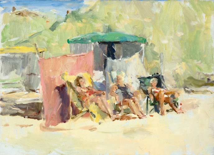 Strandgezichten door de schilder Peter Smit.