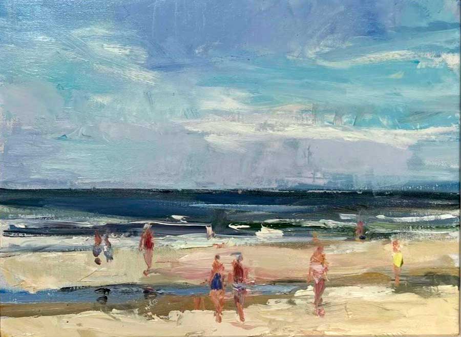 "Strandplezier", olieverf/linnen, 30 x 40 cm.